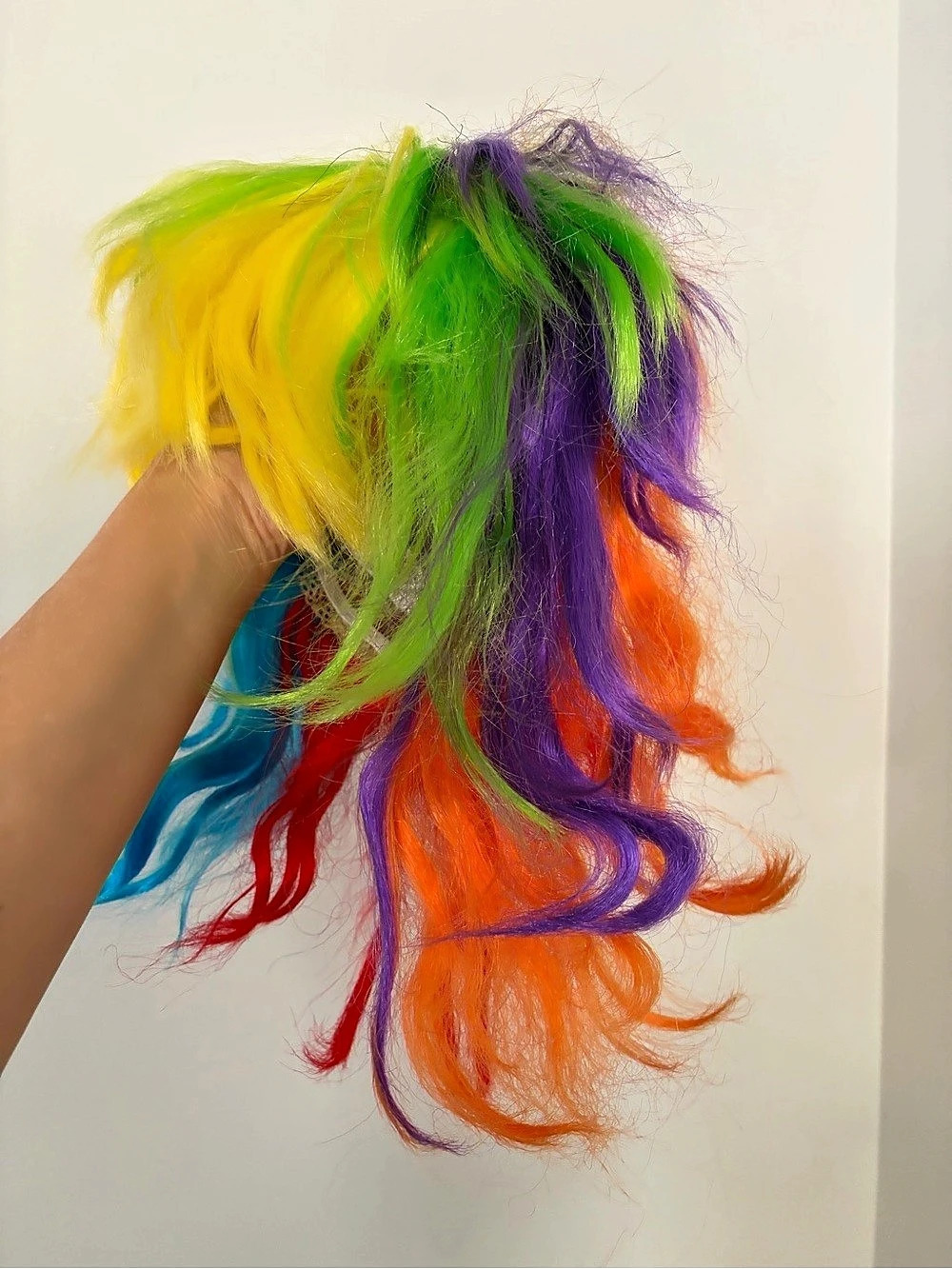 Rainbow Multicolor Long Wig Bangs Halloween Costume One Size